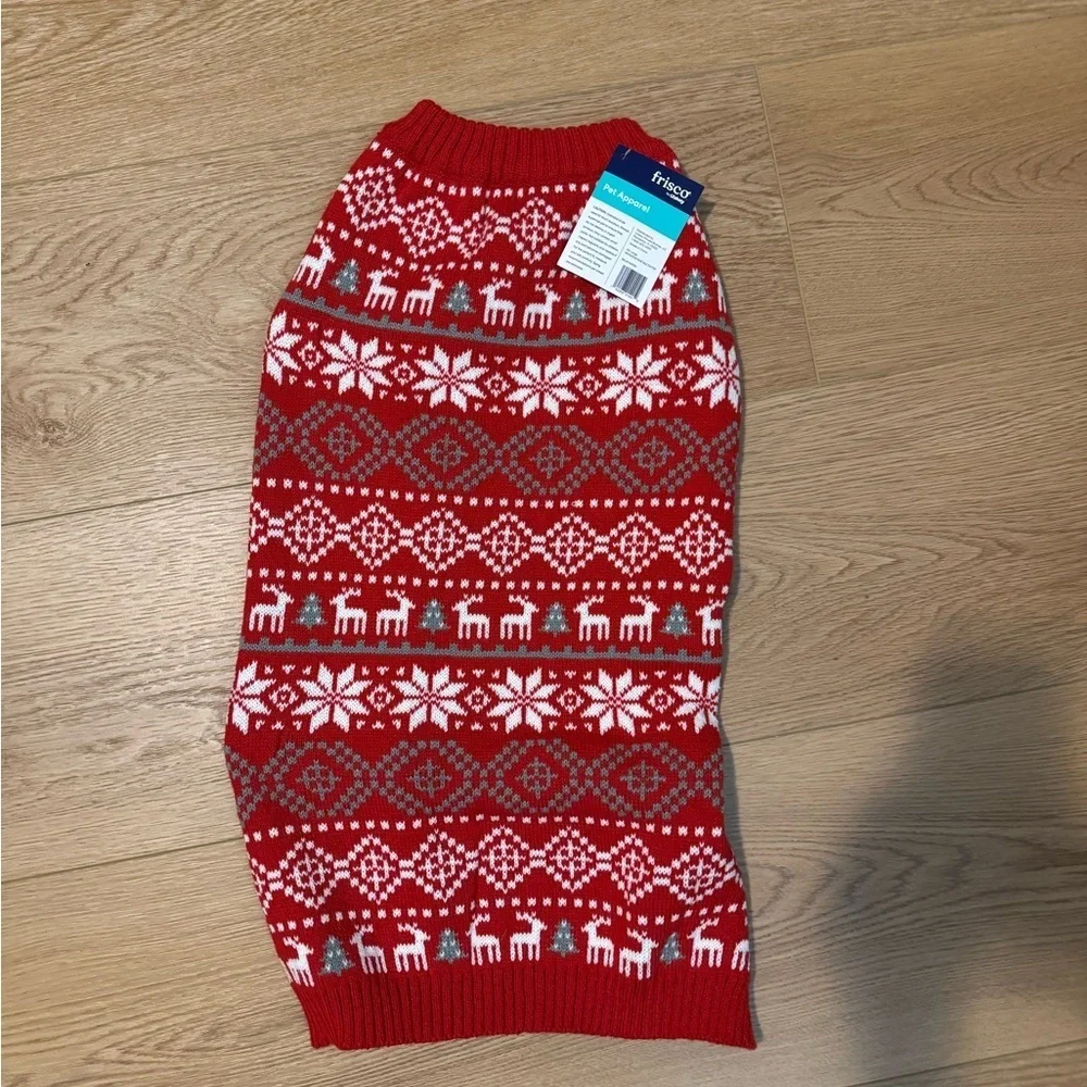 Frisco by Chewy New Dog Sweater Reindeer Fair Isle XXL Red White